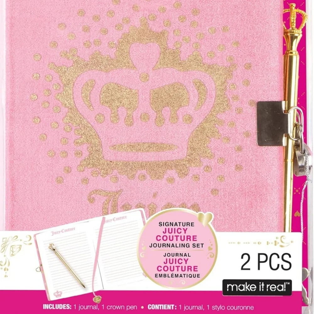 Juicy Couture Pink and Gold Party Invitations with Crown Design